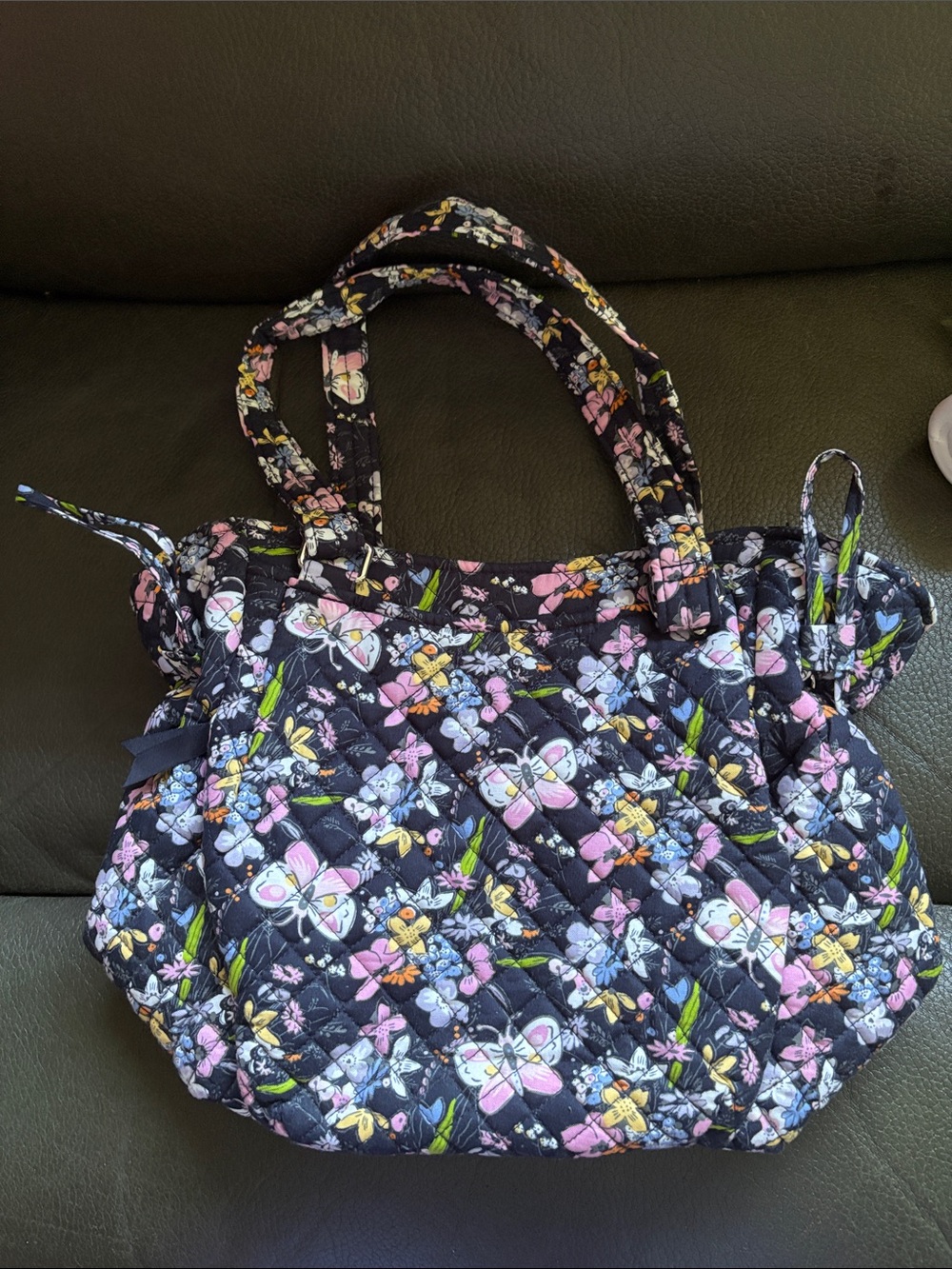 Vera Bradley Glenna satchel in blue floral butterfly print